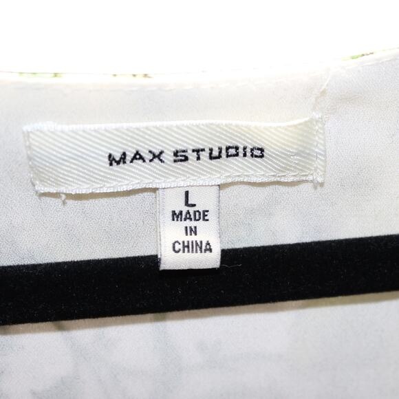 Max Studio Floral Ruffle Midi Dress Green & White Size Large - Picture 8 of 8